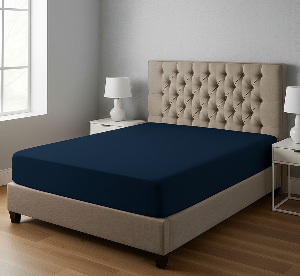 Jersey Fitted Bedsheet-Navy Blue